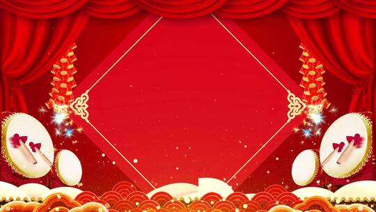 红色喜庆新年鞭炮舞台背景视频