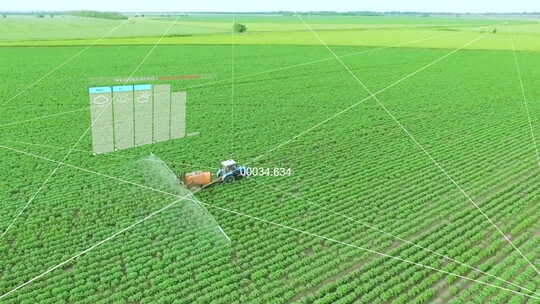 农田 收割机 除草机 洒水器视频素材模板下载