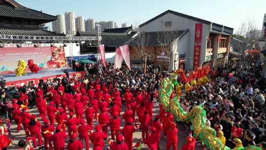 春节芜湖古城民俗活动航拍素材