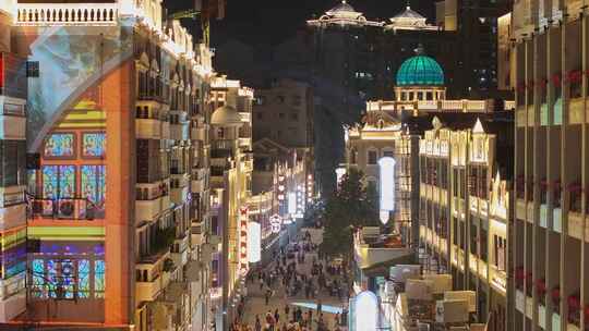 梧州骑楼城夜景高清航拍视频素材