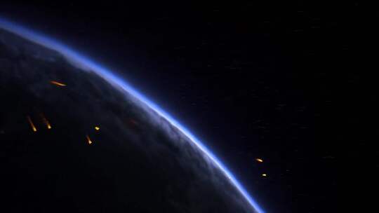 地球太空视角流星划过