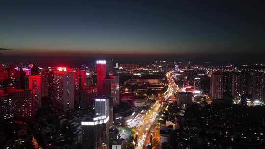 航拍四川泸州夜景泸州城市建设