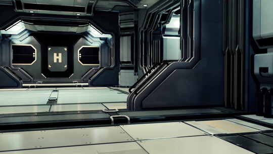 现实的未来科幻飞船走廊