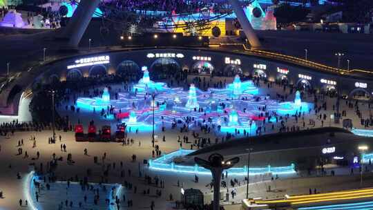 冰雪大世界夜景航拍