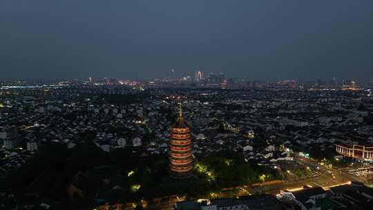 苏州姑苏古城历史文化地标夜景（航拍运镜）