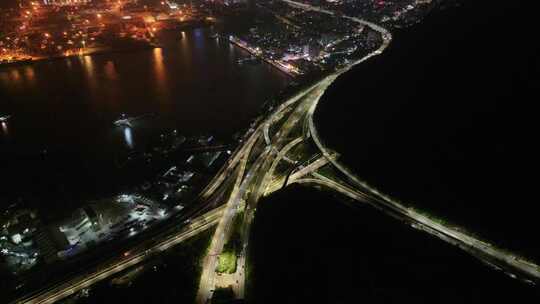 深圳盐田港夜景航拍