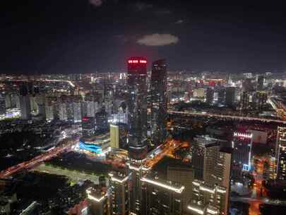 云南万达昆明双塔西山区夜景航拍延时城市夜