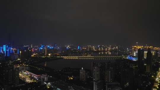 中国武汉两江四岸城市地标夜景风光