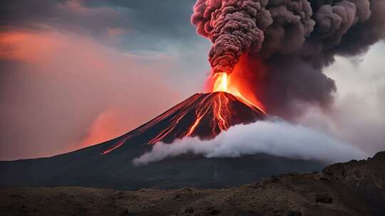 火山喷发壮丽自然景观