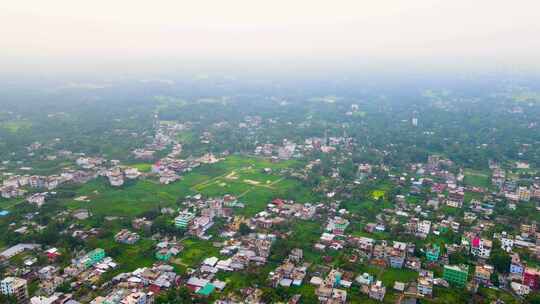 空中城市景观孟加拉国的绿色城市巴里萨尔，