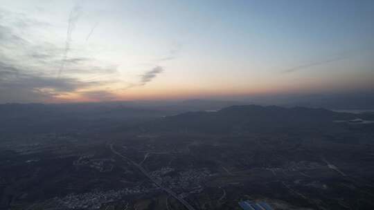 航拍 夕阳 日落 山川