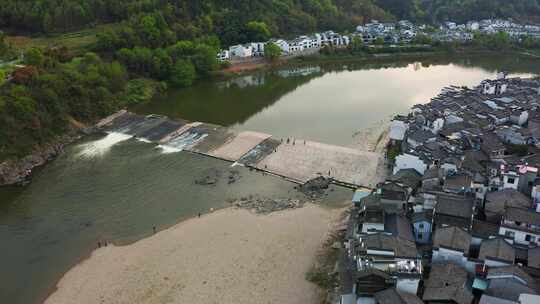 安徽黄山市歙县渔梁坝景区航拍