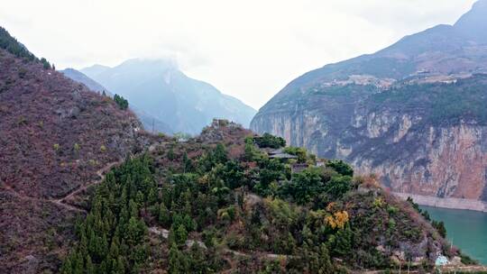 重庆奉节县瞿塘峡夔门白帝城航拍实拍视频