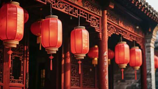 古韵灯笼点亮传统建筑