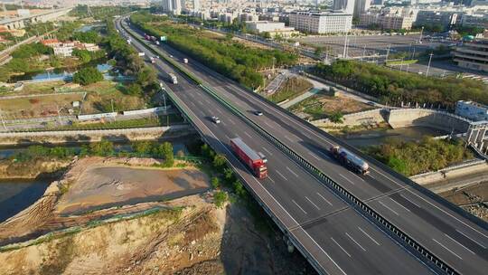 航拍高速公路交通景观