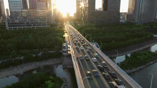 天津市滨海新区于家堡风景航拍空镜