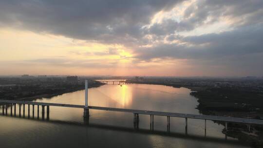 东平东江大桥 大桥 日落 交通视频素材模板下载
