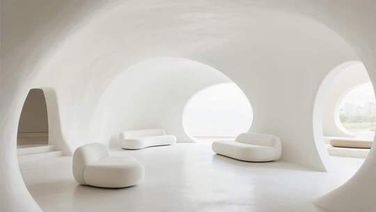 现代风格白色室内空间