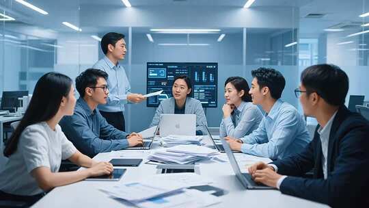 白领团队办公室开会场景