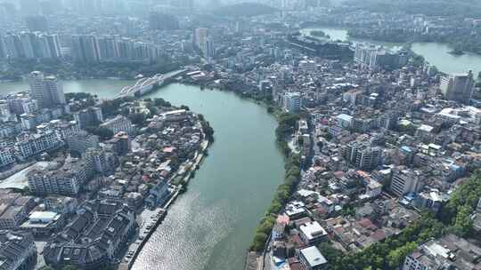 惠州市风光航拍惠城区惠州西湖风景合江楼