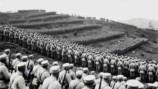 上世纪军队户外集结画面