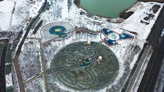 连云港硕项湖雪景0251视频素材模板下载