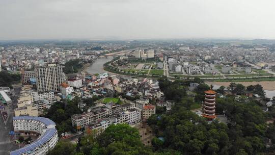 广西东兴市城市风光航拍