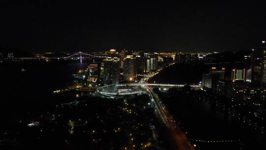 福建 厦门 城市 夜景 航拍