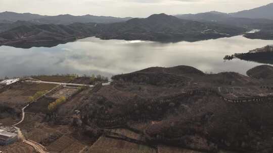 湖 航拍 山间 美景 自然 风景