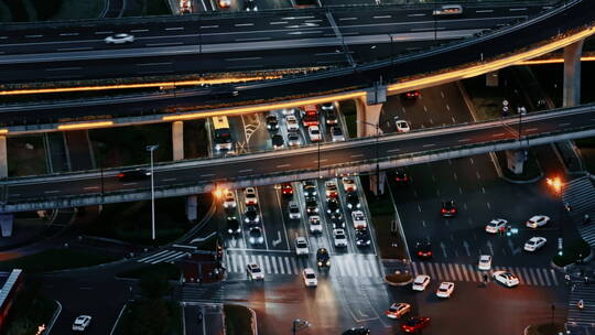 城市道路立交桥交通路网夜景视频素材模板下载