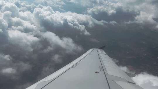 飞机，上面，云，翼