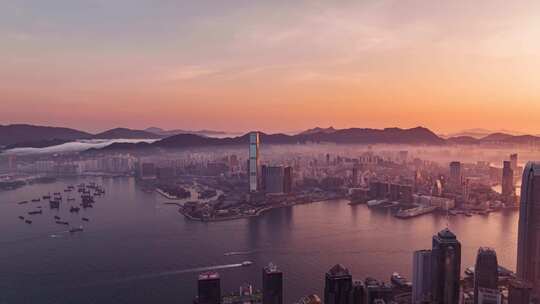 4K-超清航拍香港黄昏延时视频素材模板下载