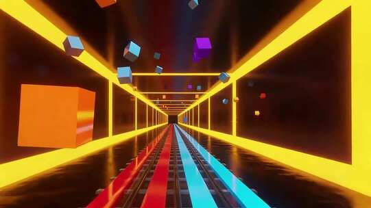动感霓虹隧道3D动画素材