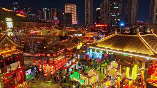 【合集】辽宁沈阳北市场夜景传统古建筑航拍