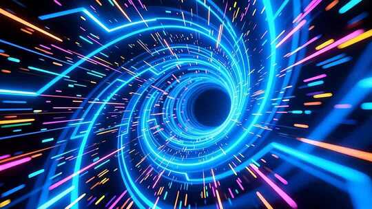 光速粒子冲击特效 穿梭时空片头 时光隧道