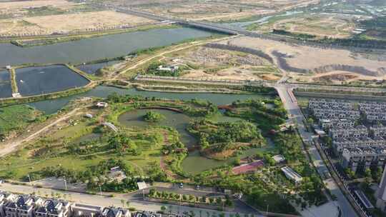 漳州市厦门湾南岸漳州港香山湿地公园航拍