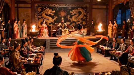 古代宫廷女子舞蹈表演场景