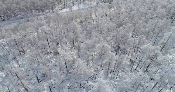 零下40度的低温航拍大兴安岭冰雪雾凇