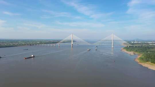 安徽望东长江大桥原始素材航拍视频
