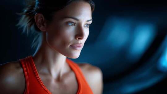 专注女性运动员的迷人侧颜特写