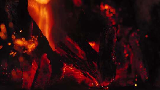 火焰火苗星火炭火炉火特写烧火视频素材模板下载