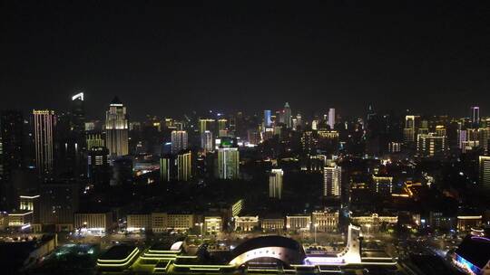 航拍湖北武汉夜景长江夜景江城夜景