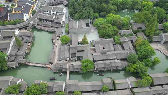 浙江乌镇5A景区江南水乡航拍