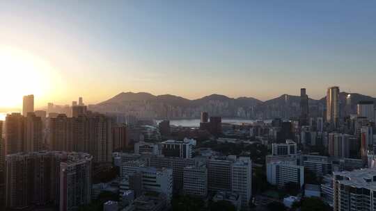 香港油尖旺区清晨航拍