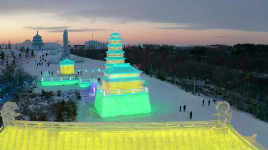 吉林长春冰雪新天地雪景航拍