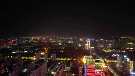 航拍河南洛阳城市夜景