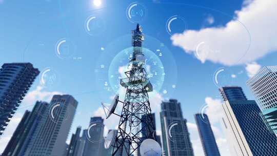 5G基站通信网络将万物连接到互联的智慧城