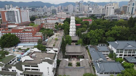 福建福州白塔寺白塔地标建筑航拍