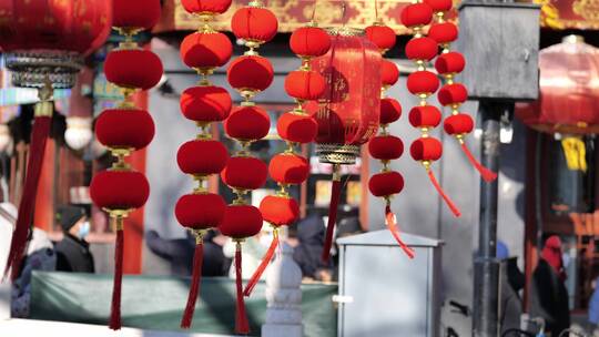 北京春节街景大红灯笼