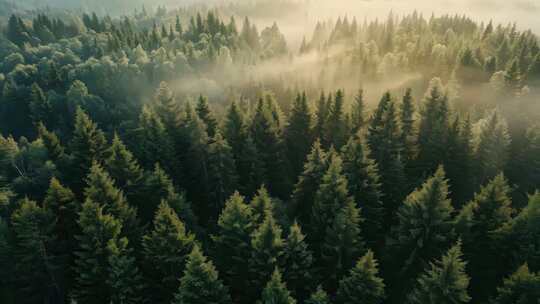 航拍森林天然氧吧地球脉动树林山脉云海
